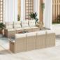 Preview: ARDEBO.de - 9-teiliges Garten Sofa Set mit Kissen Beige Poly Rattan Akazie