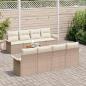 Preview: 9-teiliges Garten Sofa Set mit Kissen Beige Poly Rattan Akazie