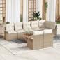 Preview: ARDEBO.de - 9-tlg. Garten-Sofagarnitur mit Kissen Beige Poly Rattan Akazie