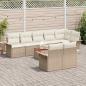 Preview: 9-tlg. Garten-Sofagarnitur mit Kissen Beige Poly Rattan Akazie