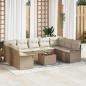 Preview: ARDEBO.de - 10-teiliges Garten Sofa Set mit Kissen Beige Poly Rattan Akazie