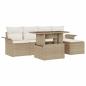 Preview: ARDEBO.de - 6-tlg. Garten-Sofagarnitur mit Kissen Beige Poly Rattan