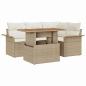 Preview: 5-teiliges Garten-Sofa-Set mit Kissen Beige Poly-Rattan