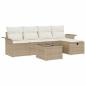 Preview: 6-teiliges Garten Sofa Set mit Kissen Beige Poly Rattan