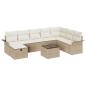 Preview: 9-tlg. Garten-Sofagarnitur mit Kissen Beige Poly Rattan