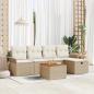 Preview: ARDEBO.de - 6-teiliges Garten-Sofa-Set mit Kissen Beige Poly Rattan