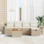 Preview: 6-teiliges Garten-Sofa-Set mit Kissen Beige Poly Rattan