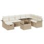 Preview: ARDEBO.de - 9-teiliges Garten Sofa Set mit Kissen Beige Poly Rattan