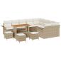 Preview: 13-teiliges Garten-Sofa-Set mit Kissen Beige Poly Rattan Akazie