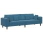 Preview: Samt Sofa mit Kissen mit Kissen Blau 208 cm Samt