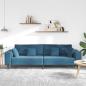 Preview: Samt Sofa mit Kissen mit Kissen Blau 208 cm Samt