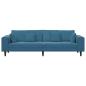 Preview: Samt Sofa mit Kissen mit Kissen Blau 208 cm Samt