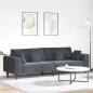 Preview: ARDEBO.de - Samt Sofa mit Kissen mit Kissen Dunkelgrau 208 cm Samt