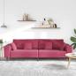Preview: Samt Sofa mit Kissen mit Kissen Weinrot 208 cm Samt