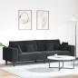 Preview: ARDEBO.de - Samt Sofa mit Kissen mit Kissen Schwarz 208 cm Samt