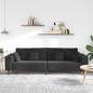 Preview: Samt Sofa mit Kissen mit Kissen Schwarz 208 cm Samt
