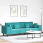 Preview: ARDEBO.de - Samt Sofa mit Kissen mit Kissen Türkis 208 cm Samt