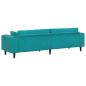Preview: Samt Sofa mit Kissen mit Kissen Türkis 208 cm Samt