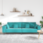 Preview: Samt Sofa mit Kissen mit Kissen Türkis 208 cm Samt
