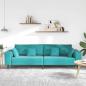 Preview: Samt Sofa mit Kissen mit Kissen Türkis 208 cm Samt