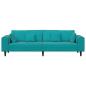 Preview: Samt Sofa mit Kissen mit Kissen Türkis 208 cm Samt