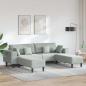 Preview: ARDEBO.de - Samt Sofa mit Kissen mit Kissen 3 pcs Hellgrau 208 cm Samt