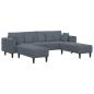 Preview: Samt Sofa mit Kissen mit Kissen 3 pcs Dunkelgrau 208 cm Samt