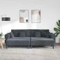 Preview: Samt Sofa mit Kissen mit Kissen 3 pcs Dunkelgrau 208 cm Samt