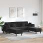 Preview: ARDEBO.de - Samt Sofa mit Kissen mit Kissen 3 pcs Schwarz 208 cm Samt