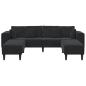 Preview: Samt Sofa mit Kissen mit Kissen 3 pcs Schwarz 208 cm Samt