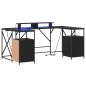 Preview: Schreibtisch Schwarz Eiche 182 x 101 x 87,5 cm Holzwerkstoff