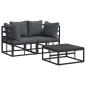 Preview: Garten-Sofa-Set 3 pcs Schwarz 70 x 70 x 32 cm Aluminium