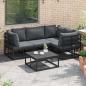 Preview: Garten-Sofa-Set 4 pcs Schwarz 213 x 143 x 71 cm Aluminium