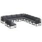 Preview: Garten-Sofa-Set 11 pcs Schwarz 70 x 70 x 32 cm Aluminium