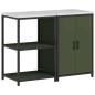 Preview: Küchenlager-Set mit Regal mit Speicher mit Tür Verstellbar 2 pcs Olive Grün 120 x 50 x 92 cm