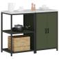 Preview: Küchenlager-Set mit Regal mit Speicher mit Tür Verstellbar 2 pcs Olive Grün 120 x 50 x 92 cm