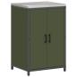 Preview: Küchenlager-Set mit Regal mit Speicher mit Tür Verstellbar 2 pcs Olive Grün 120 x 50 x 92 cm