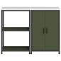 Preview: Küchenlager-Set mit Regal mit Speicher mit Tür Verstellbar 2 pcs Olive Grün 120 x 50 x 92 cm