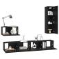 Preview: Wand TV Schrank mit Regal Sonstiges mit Speicher mit Tür 4 pcs Schwarz Eiche
