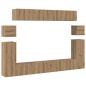 Preview: TV-Schrank-Set 8 pcs Handwerklich gefertigter Eichenholz Mittel