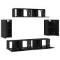 Preview: Wand TV Schrank mit Speicher mit Tür 6 pcs Schwarz Eiche Holzwerkstoff
