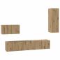Preview: Wand TV Schrank 4 pcs Handwerklich gefertigter Eichenholz