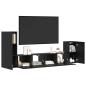 Preview: Wand TV Schrank mit Regal mit Speicher mit Tür 4 pcs Schwarz Eiche Holzwerkstoff