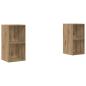 Preview: Wand TV Schrank 2 pcs Handwerklich gefertigter Eichenholz