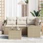 Preview: 5-teiliges Garten-Sofa-Set mit Kissen Braun Poly-Rattan