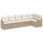 Preview: 6-teiliges Garten-Sofa-Set mit Kissen Beige Poly Rattan
