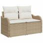 Preview: 7-tlg. Garten-Sofagarnitur mit Kissen Beige Poly Rattan
