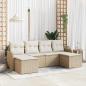 Preview: ARDEBO.de - 6-teiliges Garten Sofa Set mit Kissen Beige Poly Rattan