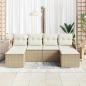Preview: 6-teiliges Garten Sofa Set mit Kissen Beige Poly Rattan