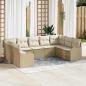 Preview: ARDEBO.de - 9-teiliges Garten Sofa Set mit Kissen Beige Poly Rattan